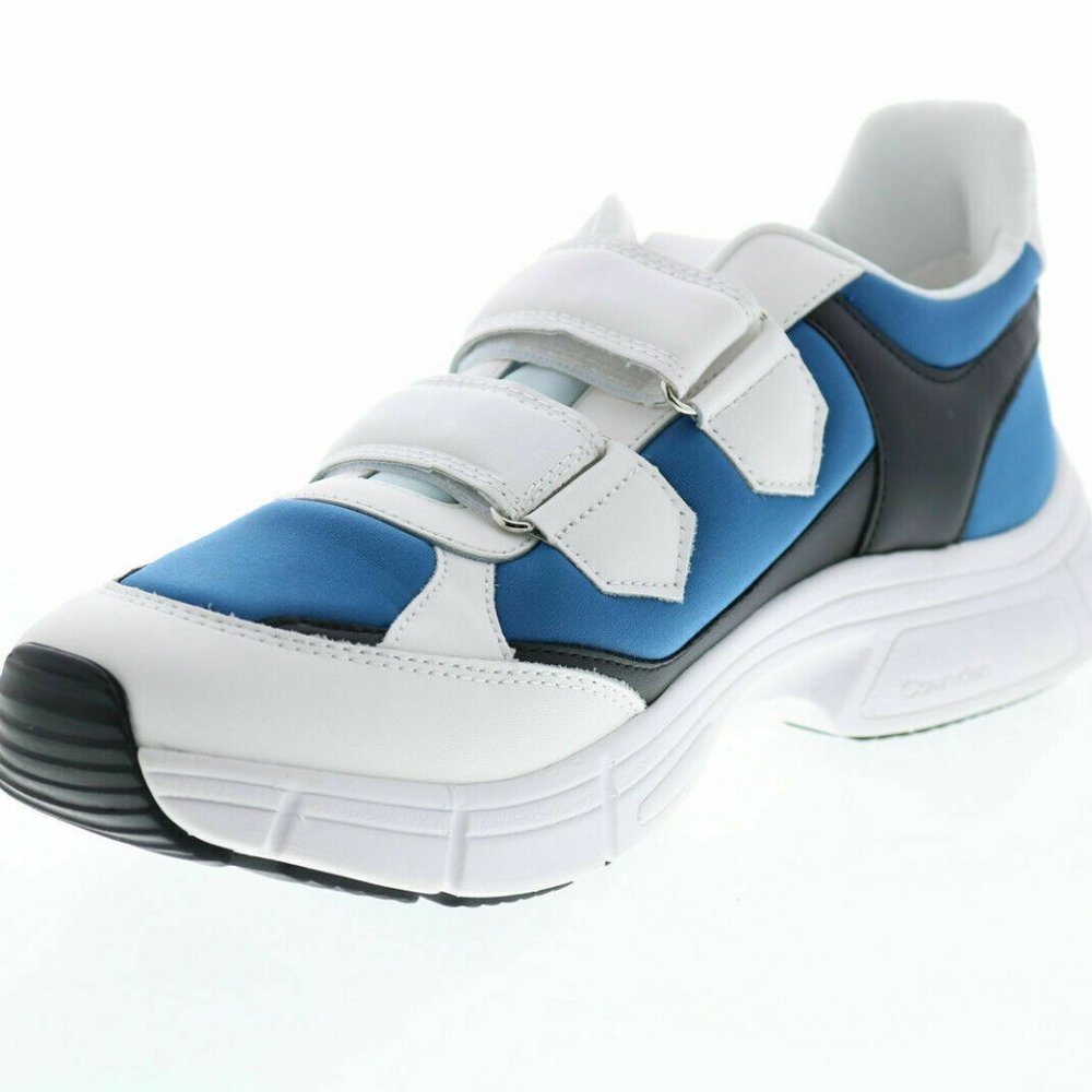 Calvin Klein Dallen Smooth Calf Leather Neoprene White Designer Sneakers Size 12